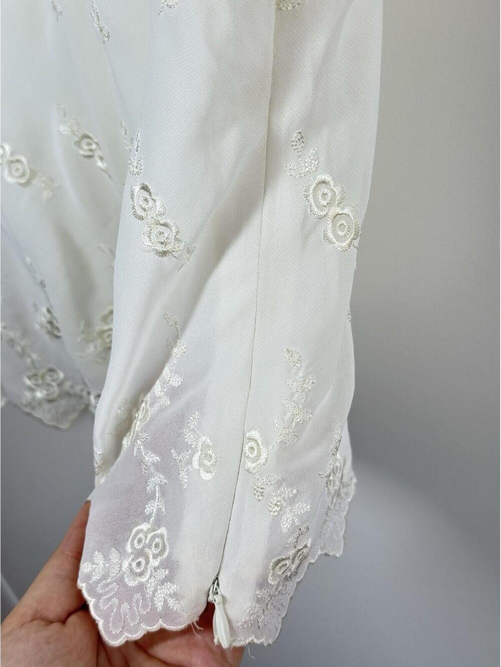 Bandolino White Embroidered Floral Tank Top Size 6 Y2K Cottagecore Side Zip - Picture 5 of 8
